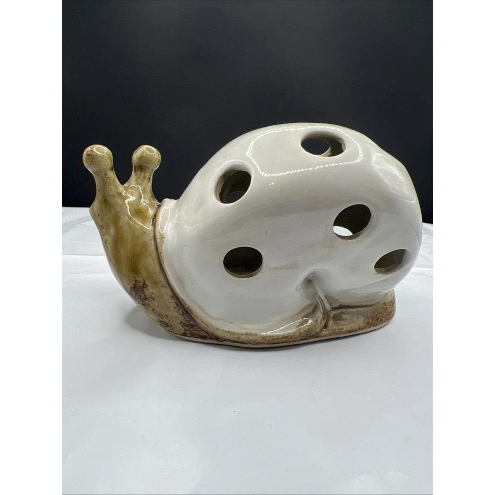 Vintage Vandor Ceramic Snail Candle Holder Japan MCM Votive Lantern
